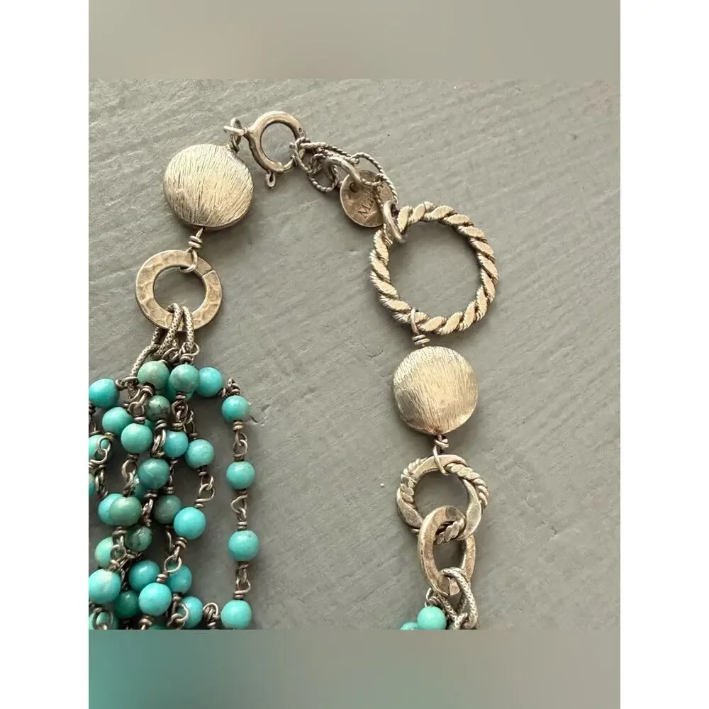 Mabel 925 Sterling Silver Beaded Multi Chain Toggle Bracelet